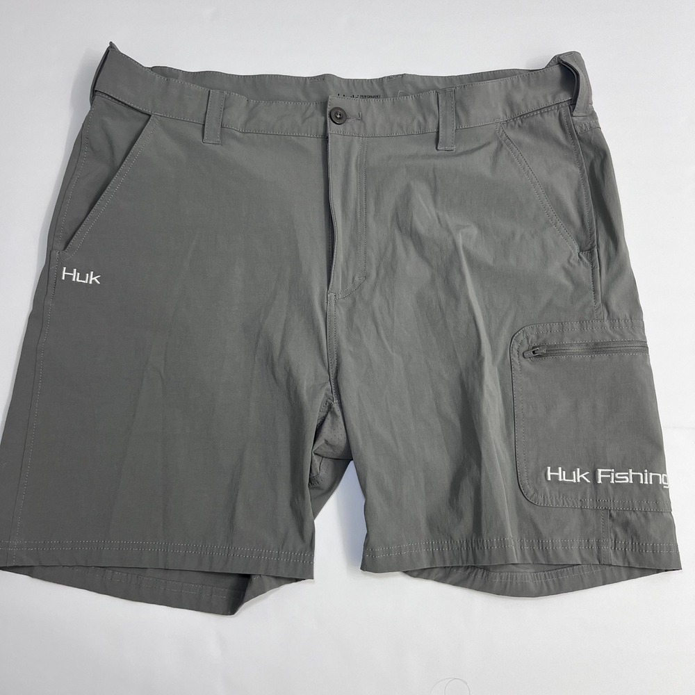 Huk Fishing Shorts Mens XXXL Gray Performance Cargo Stretch Big and Tall